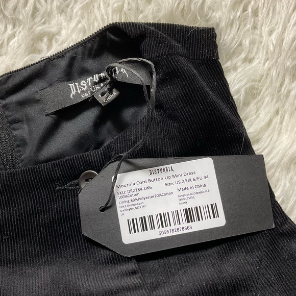 NWT Disturbia Mournia Cord Button Up Mini Dress - Picture 3 of 5